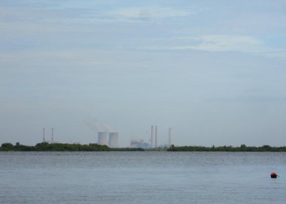 The crystal river nuclear plant in the distance as shot from a kayak floating in Ozello Florida